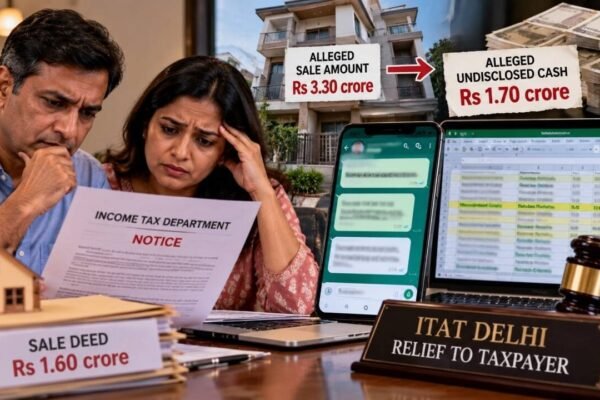 Husband and wife sell property; Income Tax dept alleges Rs 3.30 crore sale against Rs 1.60 crore in deed, cites WhatsApp chats, Excel sheets to claim Rs 1.70 crore cash receipts, but ITAT gives relief
