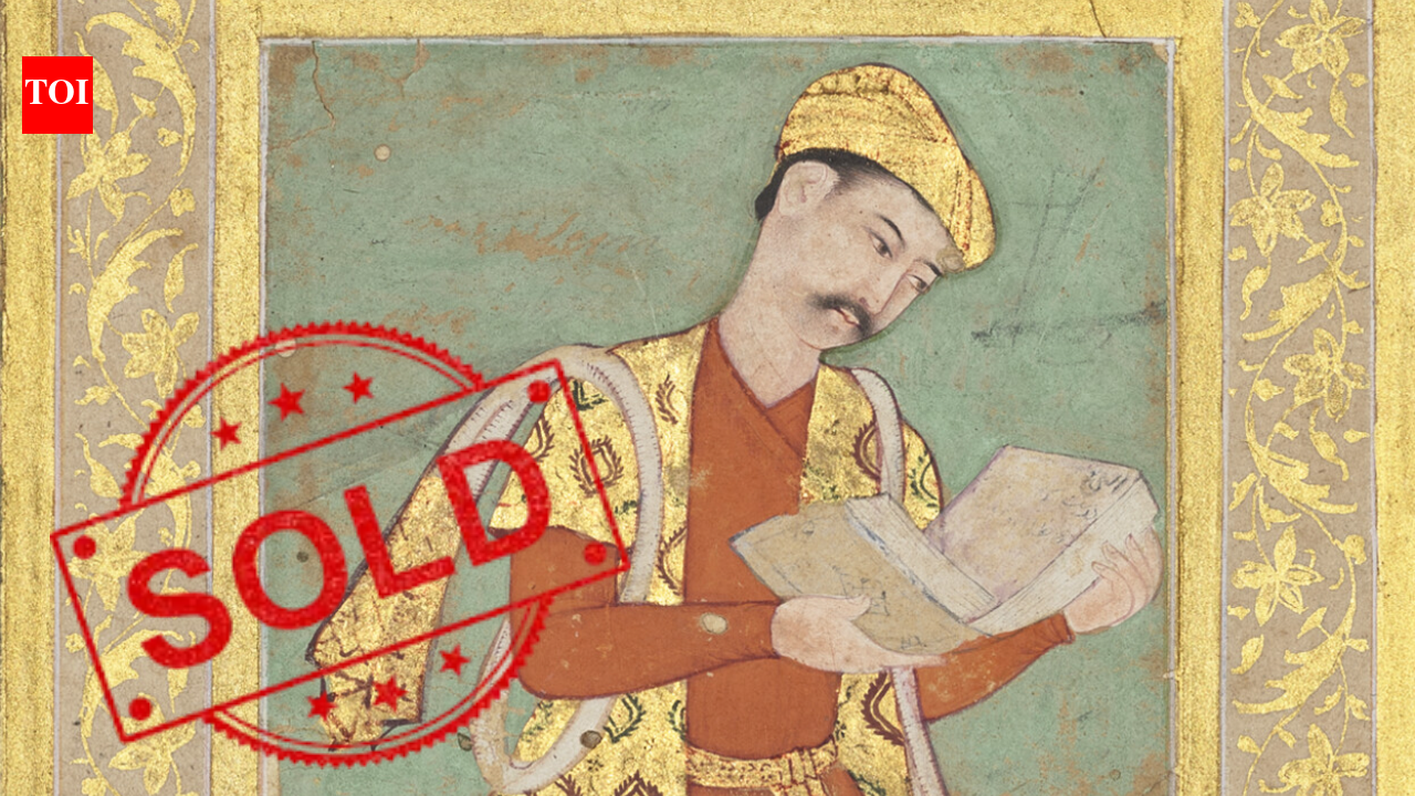 In 1608-09, a Mughal calligrapher signed the reverse of a courtier's portrait; after entering a British baron's collection by 1937, the album page sold in London for £571,500 in 2026, nearly five times its top estimate