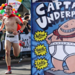 A trainee solicitor broke a 14-year-old marathon record held by Dracula; Archie Hunt ran 2:27:41 dressed as Captain Underpants