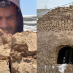 After losing their home in Gaza, a Palestinian potter turned clay into dome-shaped shelter for his parents as shortages of cement and steel stall reconstruction