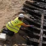 Archaeologists uncovered a 15th-century ship beneath Barcelona during car park construction; its wooden hull had around 30 ribs