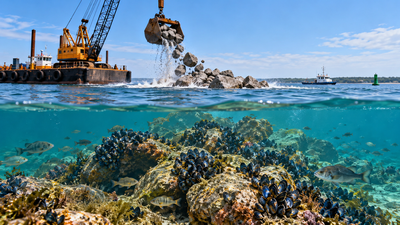In 2018, Delaware turned nearly 990,000 tons of rock excavated from a shipping channel into artificial reefs, creating habitats for blue mussels and fish |