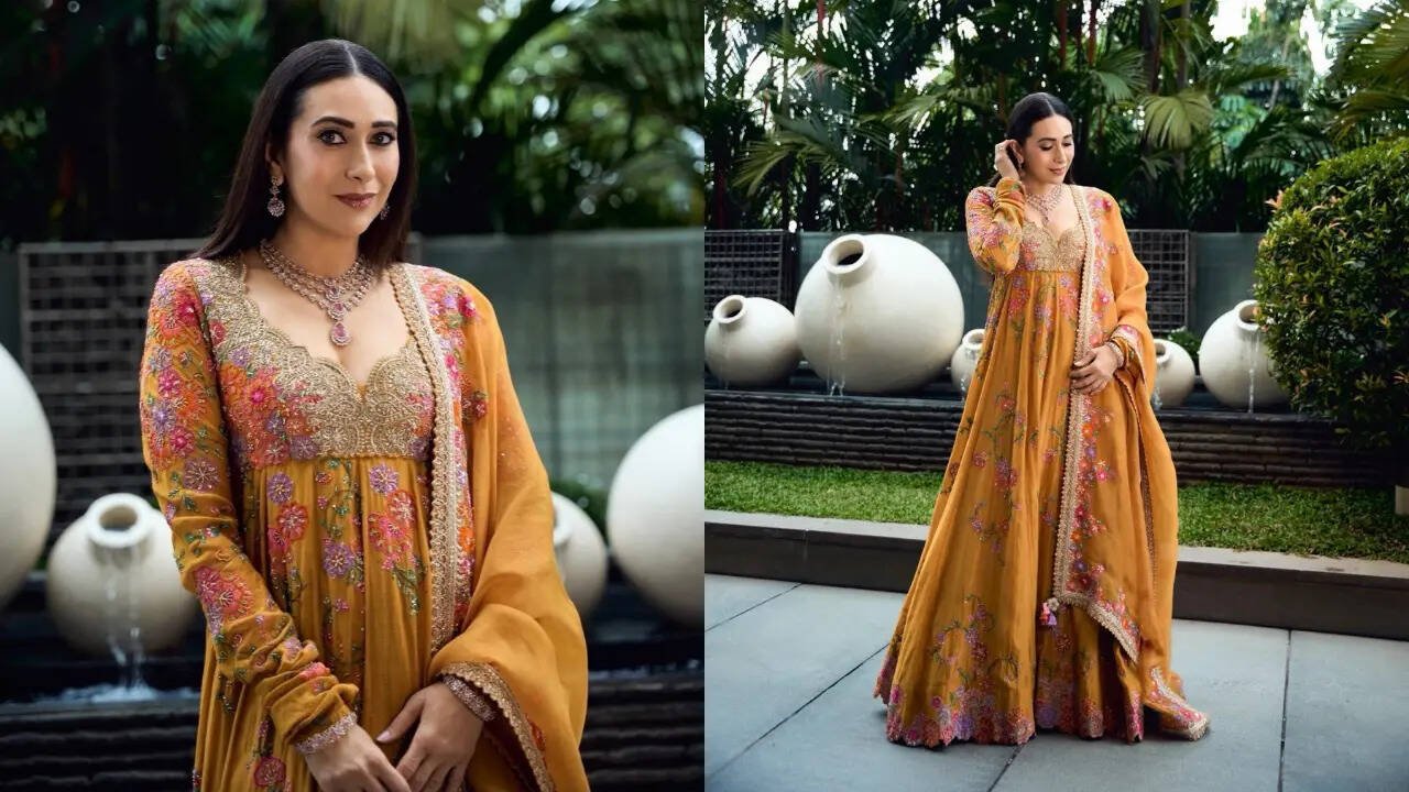 Forget red! Karisma Kapoor’s ₹3 lakh yellow Anarkali is the ultimate Karwa Chauth 2026 style inspo
