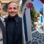Two Swiss brothers spent about £10,000 turning a 15-by-15-metre section of their garden into a miniature Greek village with blue shutters, stone lanes and a bar; the wider backyard attraction cost £20,000