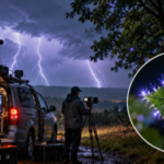 Scientists chase thunderstorms in a modified minivan and capture 952 tiny electrical discharges glowing across tree leaves, confirming a phenomenon suspected for more than 70 years |